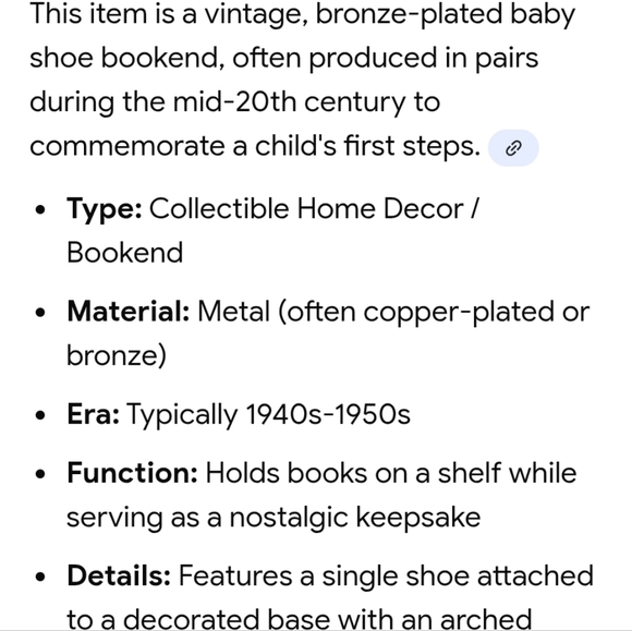 Vintage Bronze Baby Shoe Keepsake - Picture 7 of 7